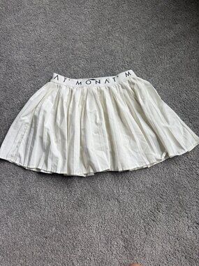MONAT Pleated Tennis Skirt with Attached Shorts, Off-White, size M
